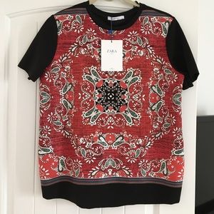 Zara Circular Multicolored Short Sleeve Top